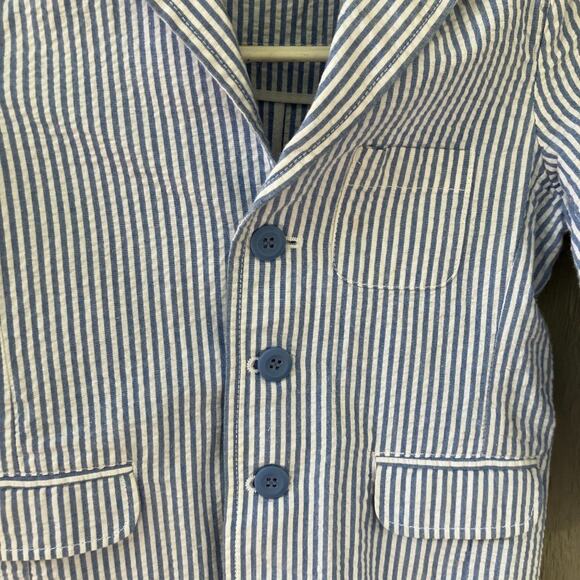 SEERSUCKER JACKET BOYS 4 BLUE AND WHITE SHRIPE CLASSIC - Picture 8 of 16